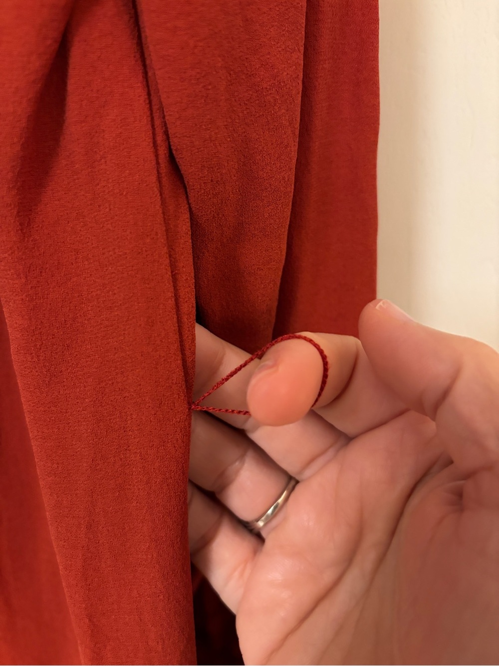 Eileen Fisher Silk Shirt Dress Brick Red Size Large Long Sleeve Classic Collar - Picture 10 of 11